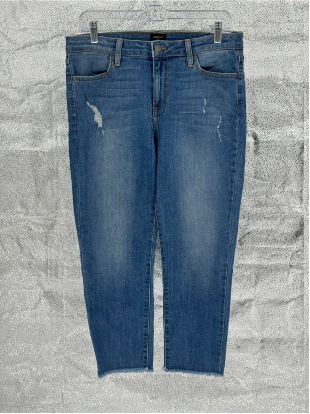 Women's Just Black Distressed Ankle Jeans Size 30 Blue